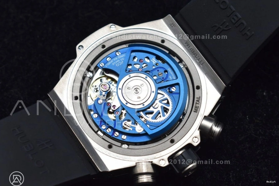 Skeleton A1280 Hublot Unico Blue Bang Titanium ZF on Dial Strap Best Big Blue Edition Rubber 1:1 0321